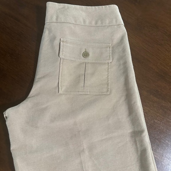 Guess Cropped Wide Leg‎ Pants Button Pocket Detail Neutral Trousers size 29 - Picture 3 of 8